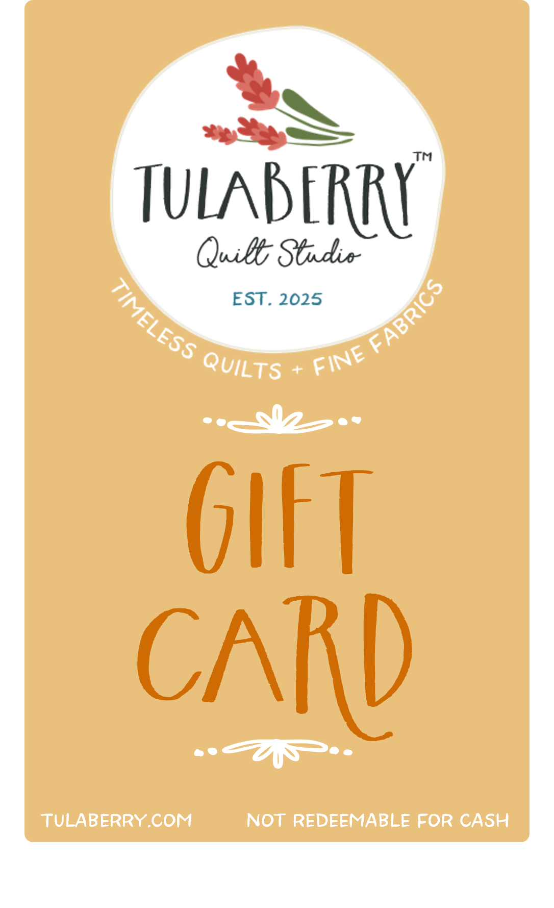Tulaberry Quilt Studio digital gift card